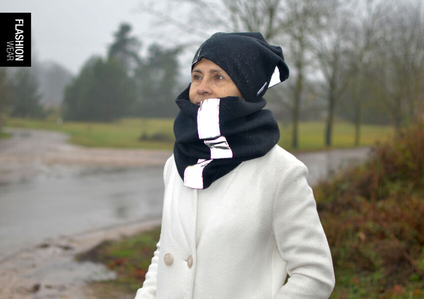 Reflective Black Accessory Kit - Hat and Tunnel Scarf with laces