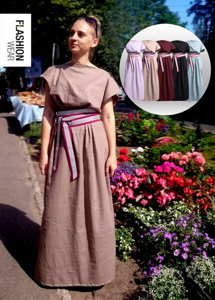 Linen Dress with Belt (reflective)