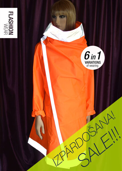 UNISEX Reflective Rain Jacket - Neon Orange -6in1- OOK